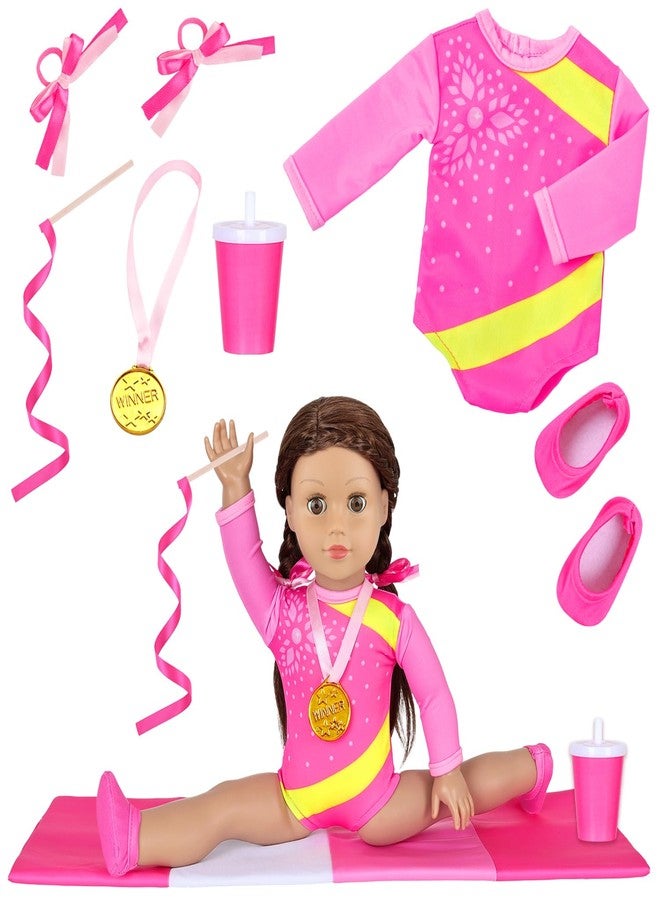 Ecore Fun 18 Inch Doll Clothes and Accessories-Olympic Gymnastics Sports Set, 8 Pack Girl Doll Clothes Gymnastics Training Oufits for Play, No Doll - Image 1